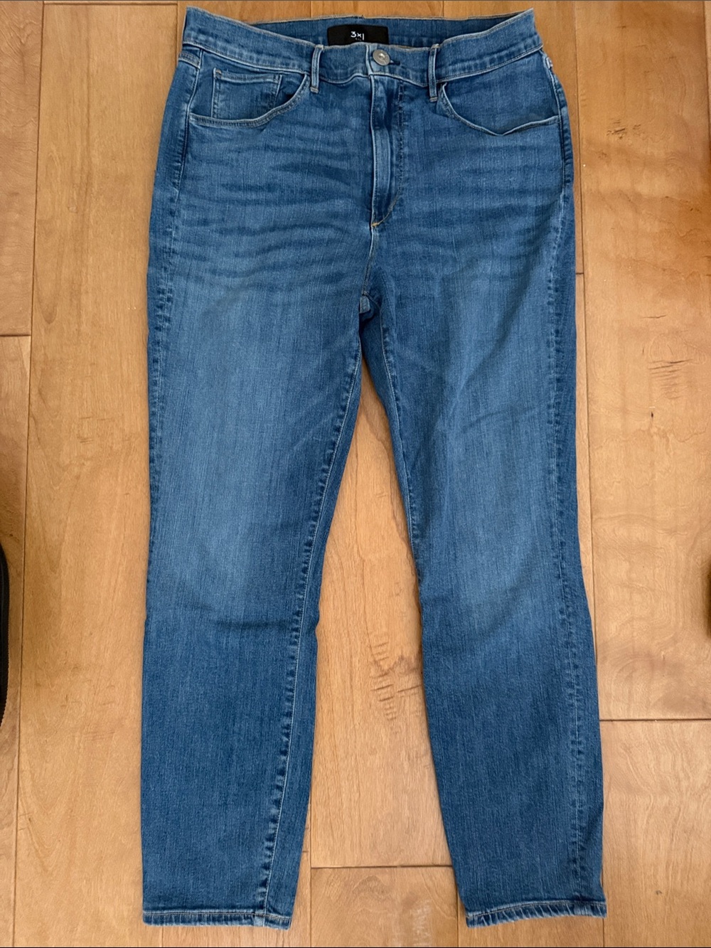 3x1 Women's Skinny Leg cropped Jeans in Medium Blue